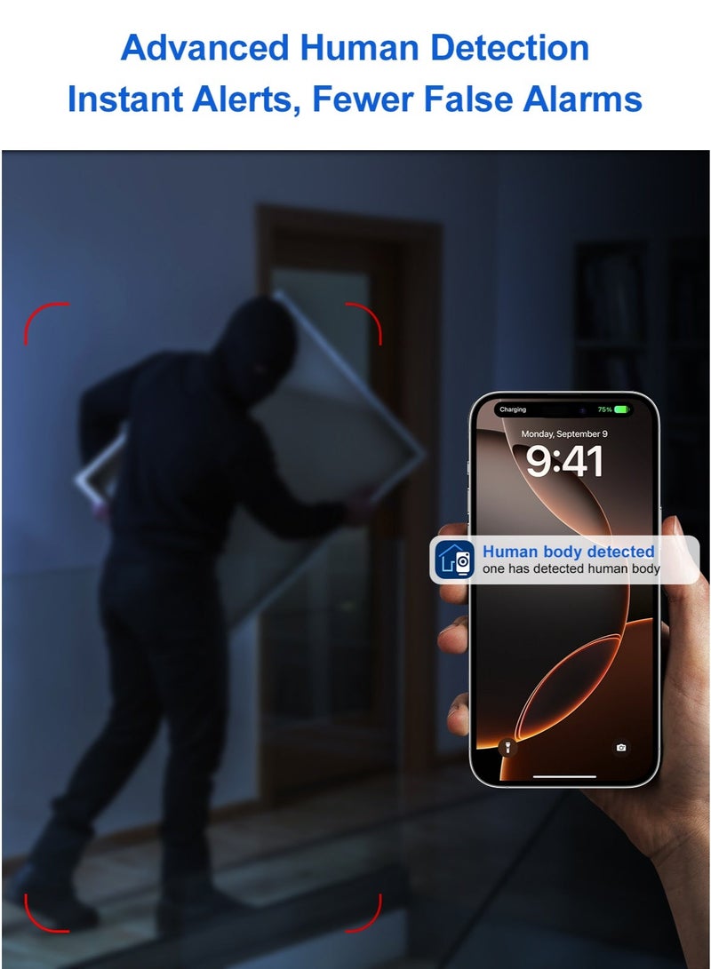 فيليبس كاميرا مراقبة فيليبس بتصميم بيضاوي 360°، كاميرا أمنية WiFi بدقة 1080P IP لحماية المنزل، كاميرا داخلية وخارجية مع دوران 355° وإمالة 90°، كشف حركة، رؤية ليلية ملونة، اتصال صوتي ثنائي الاتجاه، WiFi بتردد 2.4GHz، تخزين عبر بطاقة SD أو السحابة، كاميرا CCTV - Image 5